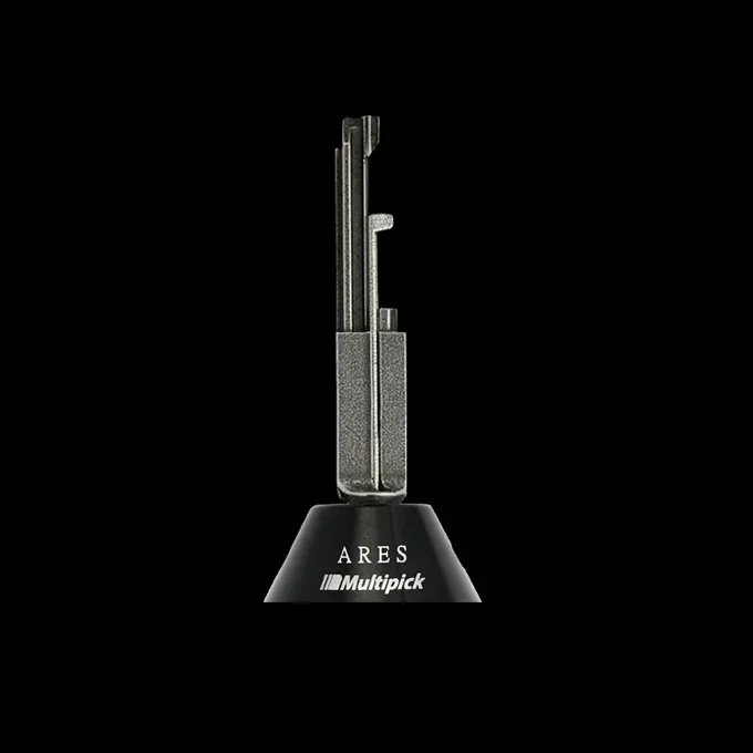 Multipick ARES decoder tip on display stand – Professional-grade precision tool