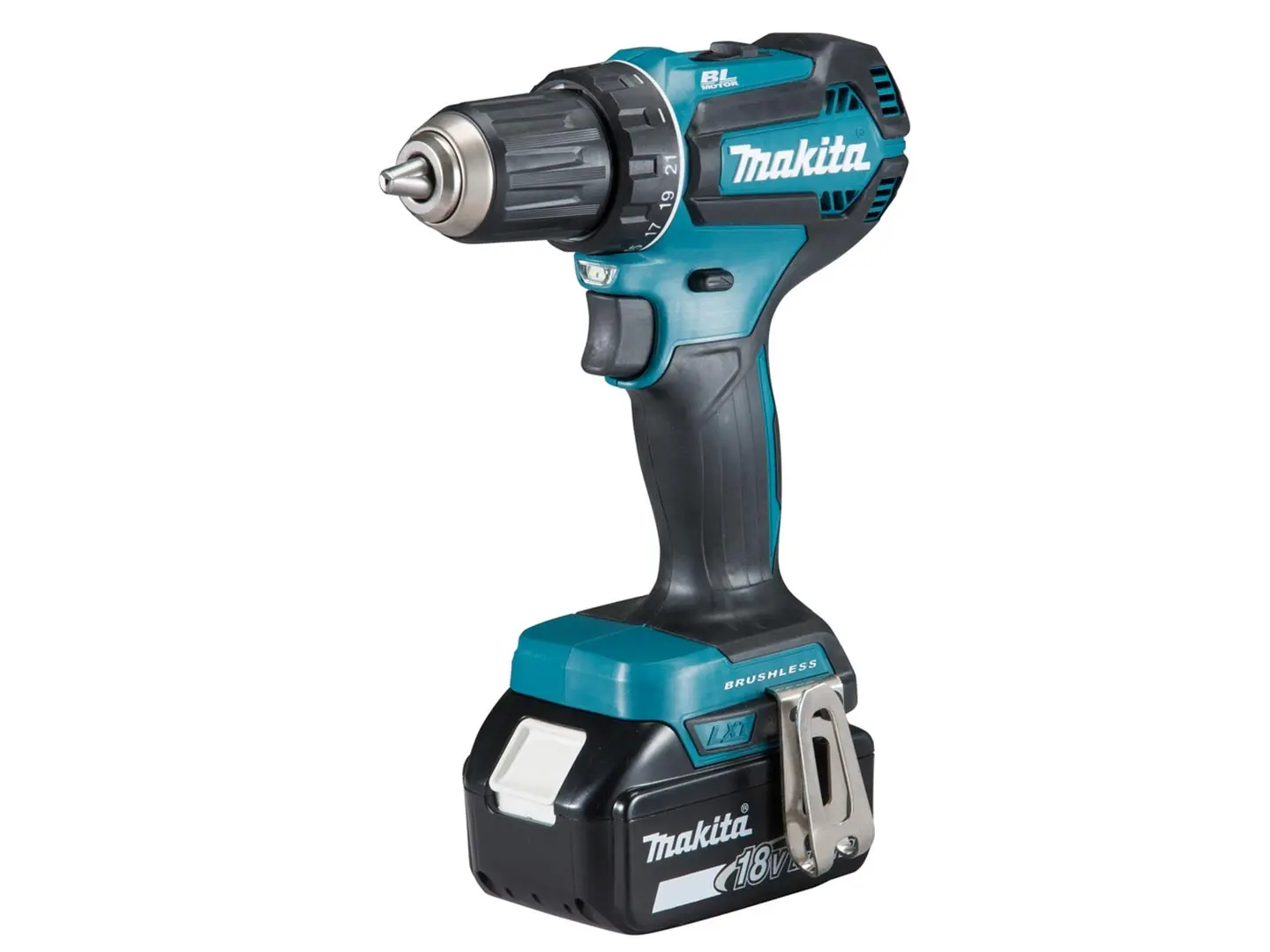 Makita cordless drill driver DDF485 with charger and 2 batteries
